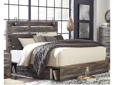 Drystan King Panel Bed with 2 Storage Drawers - Alternative View