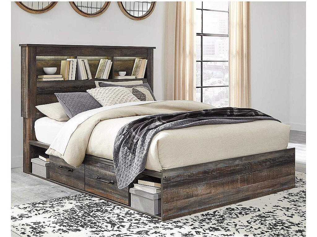 Drystan Queen Bookcase Bed with 2 Storage Drawers - image 1