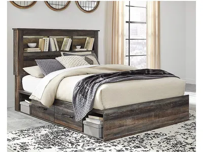 Drystan Queen Bookcase Bed with 4 Storage Drawers