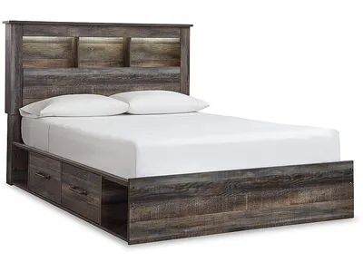 Drystan Queen Bookcase Bed with 4 Storage Drawers