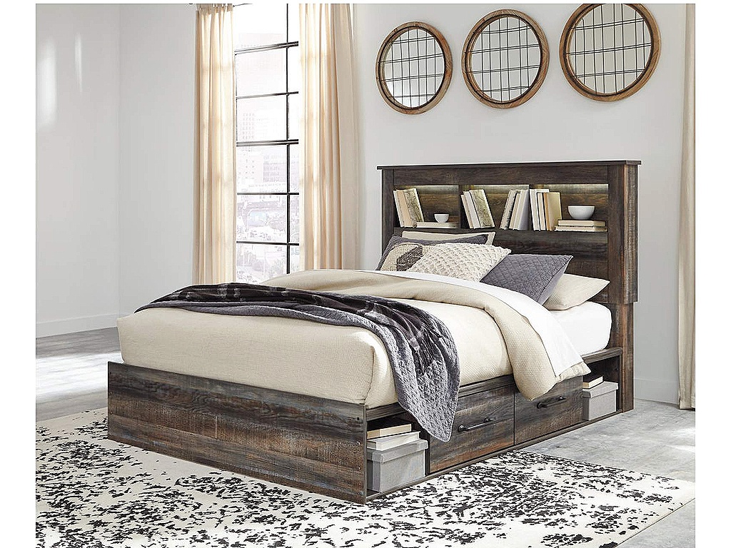 Drystan Queen Bookcase Bed with 2 Storage Drawers - image 2