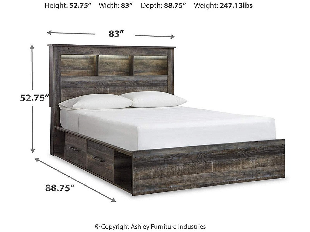 Drystan Queen Bookcase Bed with 2 Storage Drawers - image 3