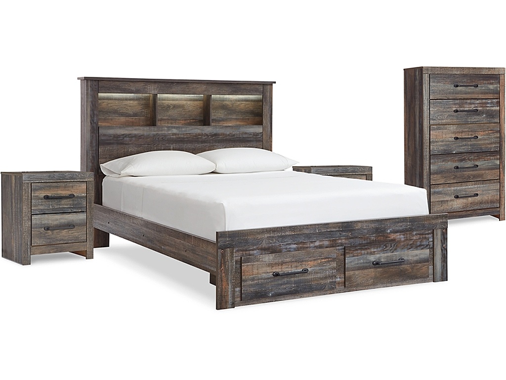 Drystan Queen Bookcase Storage Bed, Chest and 2 Nightstands - main image