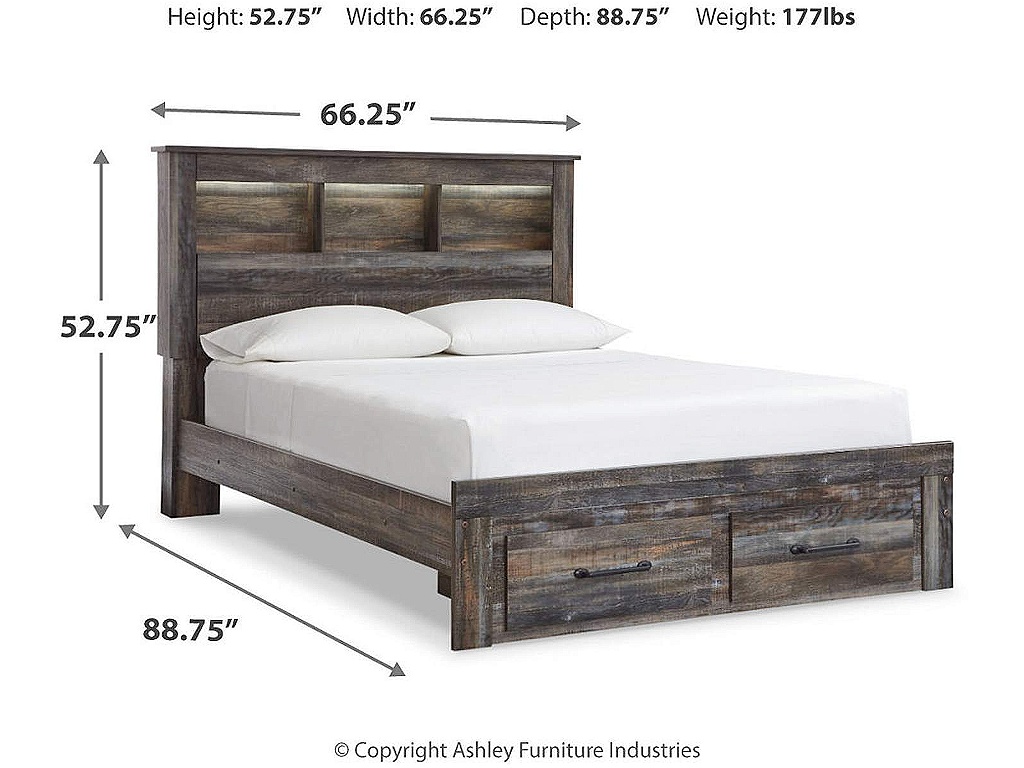 Drystan Queen Bookcase Storage Bed, Chest and 2 Nightstands - image 8