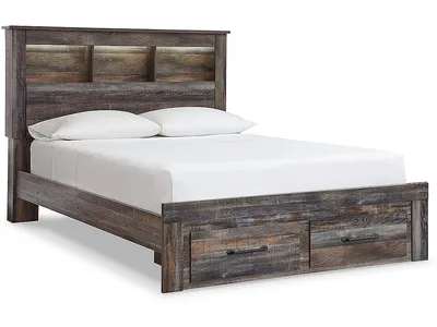 Drystan Queen Bookcase Bed with 2 Storage Drawers