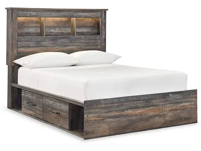 Drystan Full Bookcase Bed with 2 Sided Storage and Nightstand - Alternative View