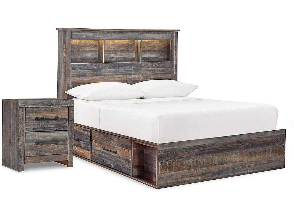 Drystan Full Bookcase Bed with 2 Sided Storage and Nightstand - main image