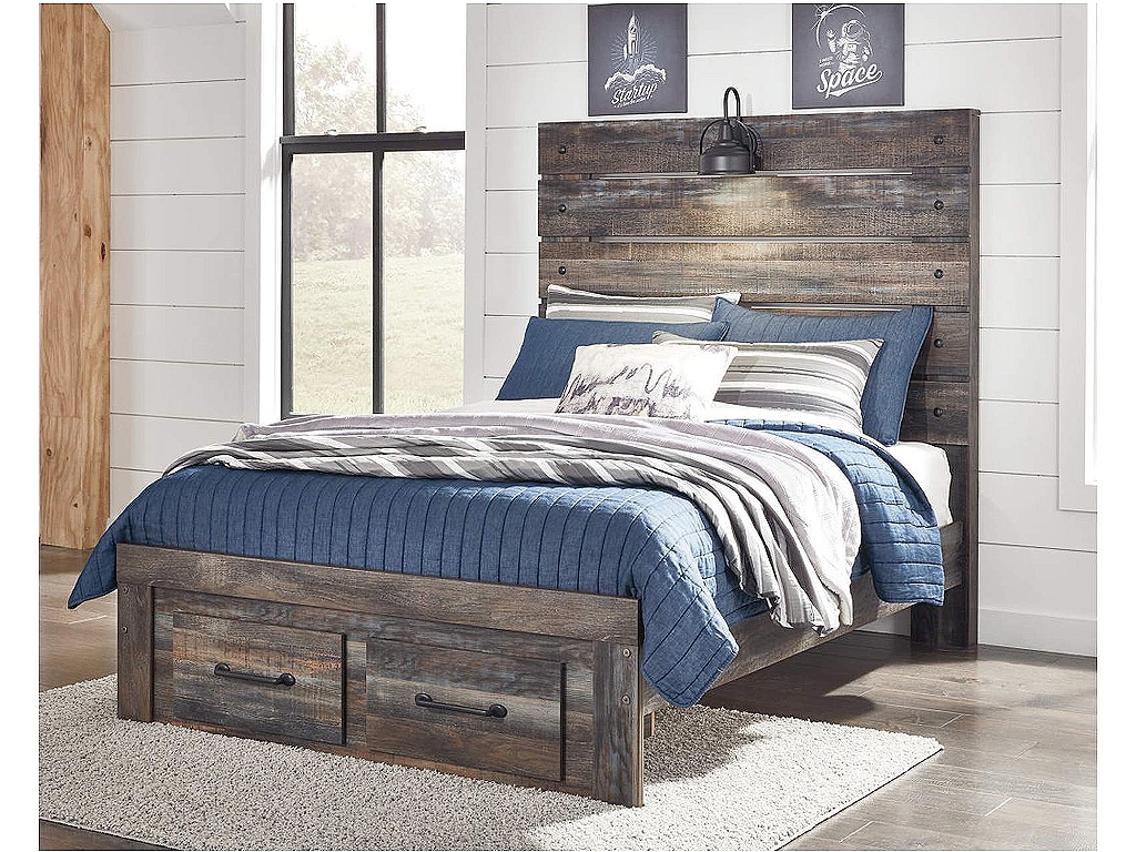 Drystan Full Panel Bed with 2 Storage Drawers - image 1
