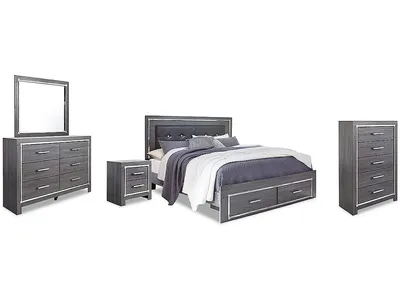 Lodanna King Upholstered Storage Bed, Dresser, Mirror, Chest, and Nightstand - Alternative View