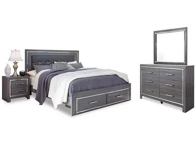 Lodanna King Upholstered Storage Bed, Dresser, Mirror, and Nightstand - Alternative View