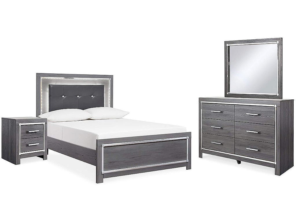 Lodanna Full Upholstered Panel Bed, Dresser, Mirror, and Nightstand - main image