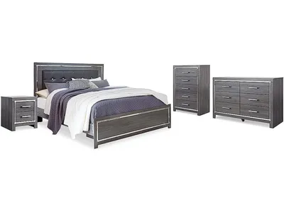 Lodanna King Upholstered Panel Bed, Dresser, Chest and 2 Nightstands