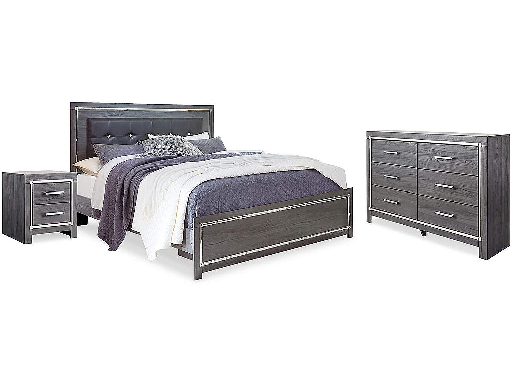 Lodanna King Upholstered Panel Bed, Dresser and Nightstand - main image