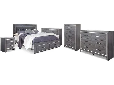 Lodanna King Storage Bed, 2 Dressers, Cheat and Nightstand