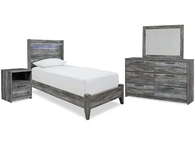 Baystorm Twin Panel Bed, Dresser, Mirror and Nightstand