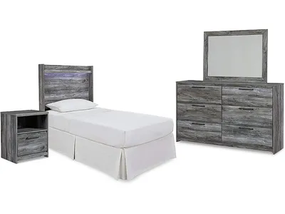 Baystorm Twin Panel Bed Headboard, Dresser, Mirror and Nightstand