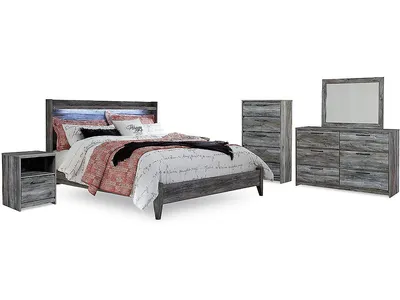 Baystorm King Panel Bed, Dresser, Mirror, Chest and 2 Nightstands