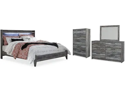Baystorm King Panel Bed, Dresser, Mirror and Chest