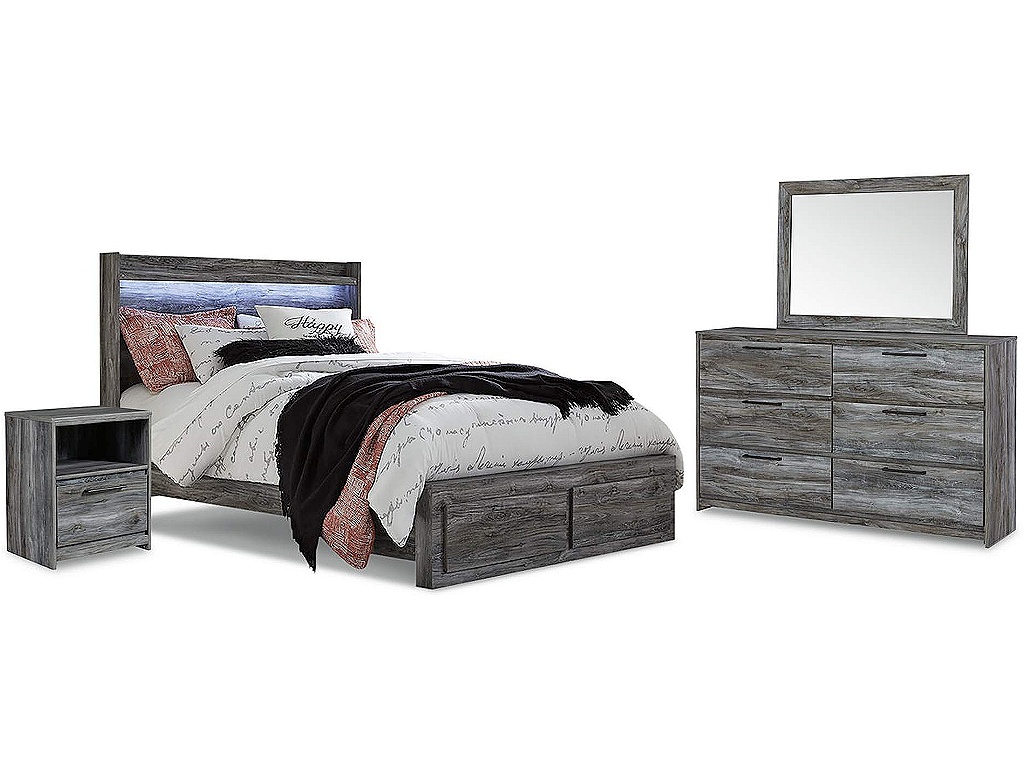 Baystorm Queen Panel Storage Bed with Mirrored Dresser and Nightstand - image 1
