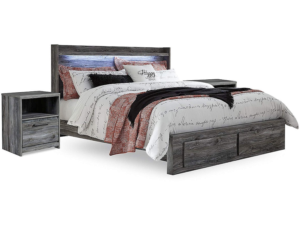 Baystorm King Panel Storage Bed and 2 Nightstands - main image