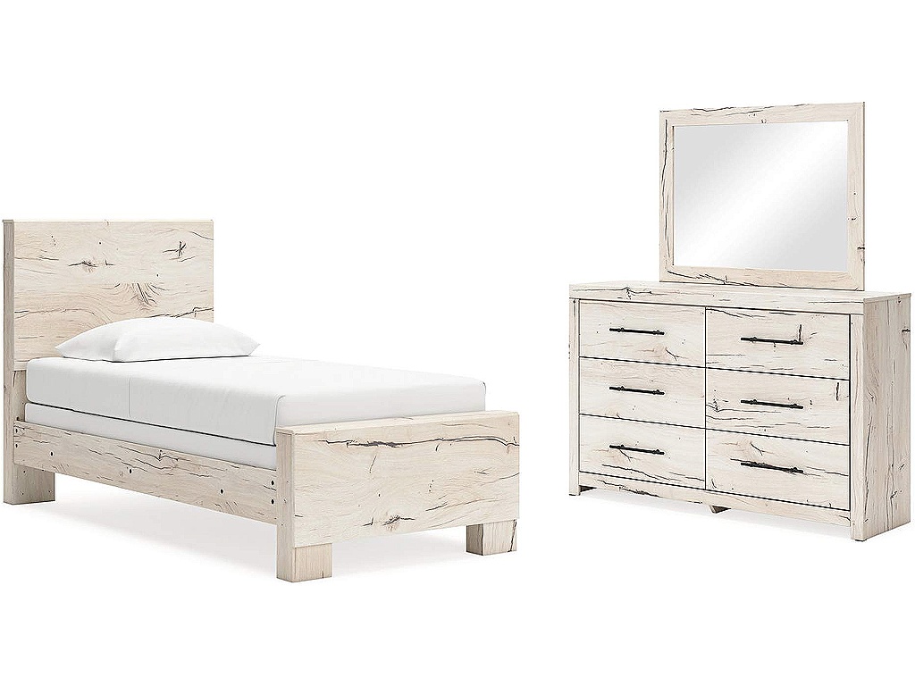 Lawroy Twin Panel Bed, Dresser and Mirror - main image