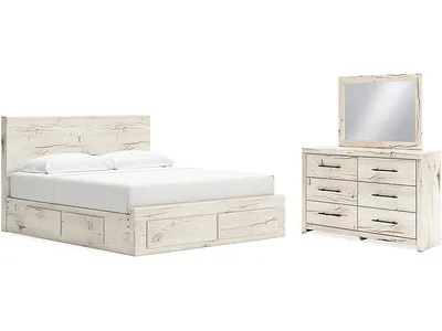 Lawroy King Panel Storage Bed, Dresser and Mirror