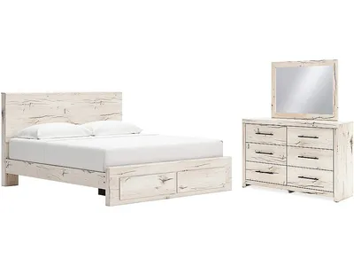 Lawroy King Panel Storage Bed, Dresser and Mirror
