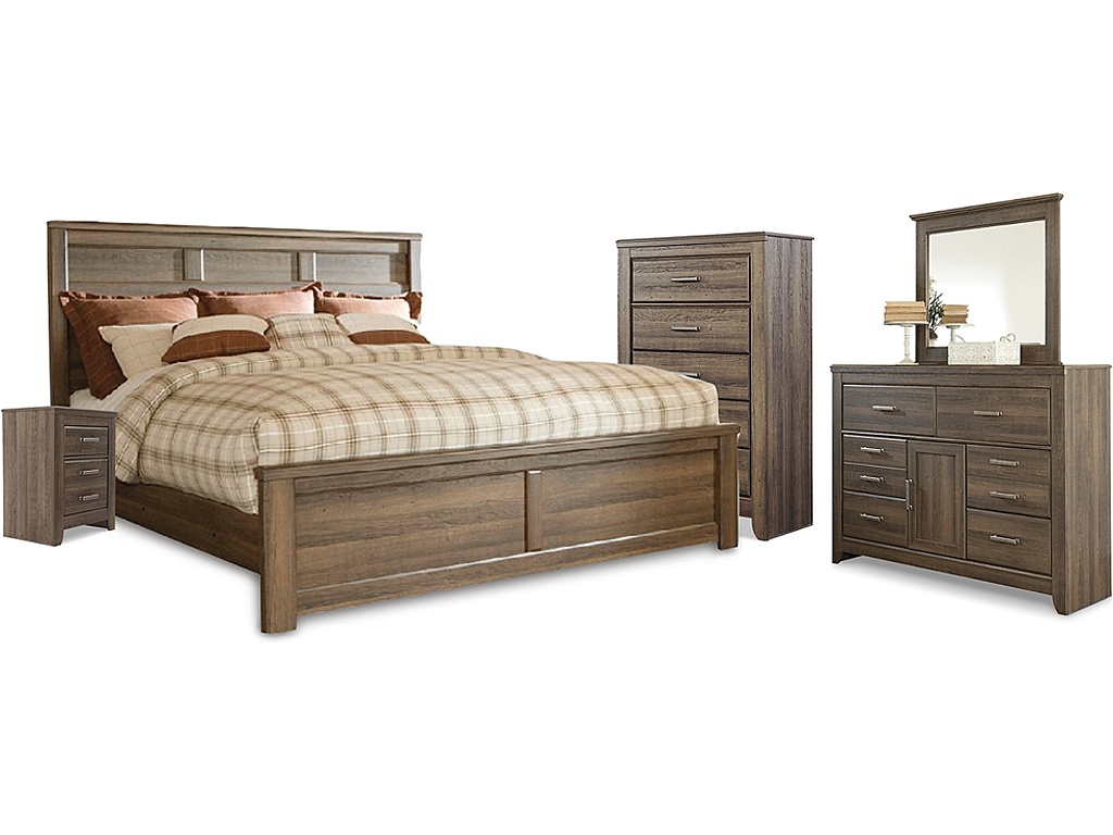 Juararo California King Panel Bed, Dresser, Mirror, Chest and Nightstand - main image