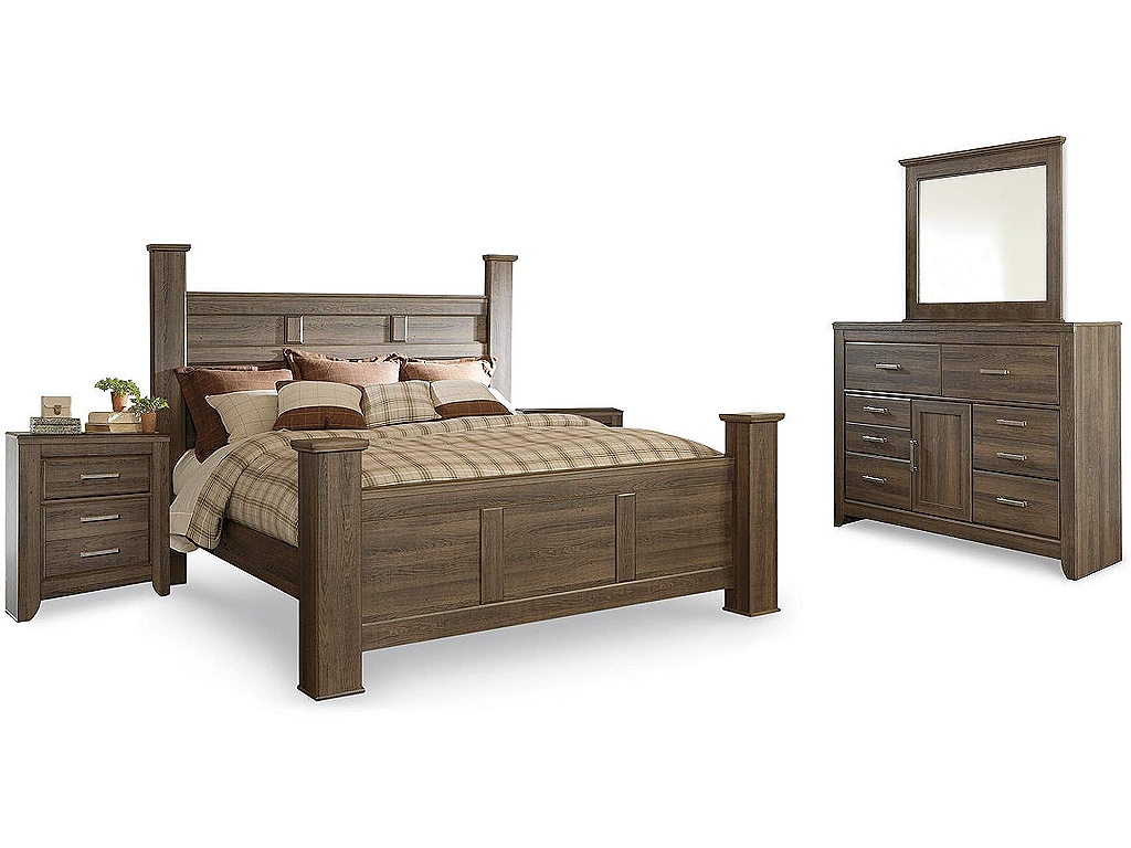 Juararo King Poster Bed, Dresser, Mirror and 2 Nightstands - main image