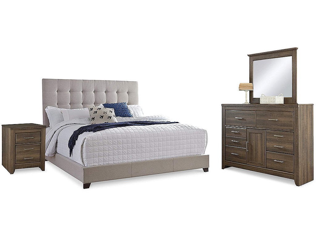 Dolante Queen Upholstered Bed, Dresser, Mirror and Nightstand - main image