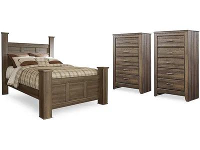 Juararo Queen Poster Bed and 2 Chests