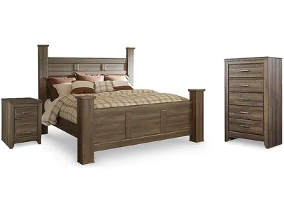 Juararo King Poster Bed, Chest and Nightstand