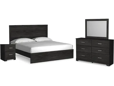 Belachime King Panel Bed, Dresser, Mirror, and Nightstand