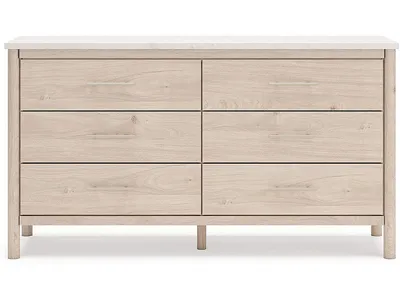 Cadmori Queen Upholstered Panel Bed, Dresser and Nightstand