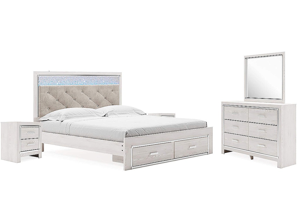 Altyra King Upholstered Storage Bed, Dresser, Mirror and 2 Nightstands - main image