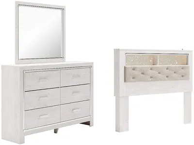Altyra Queen Bookcase Headboard, Dresser and Mirror