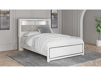 Altyra Queen Upholstered Panel Bookcase Headboard