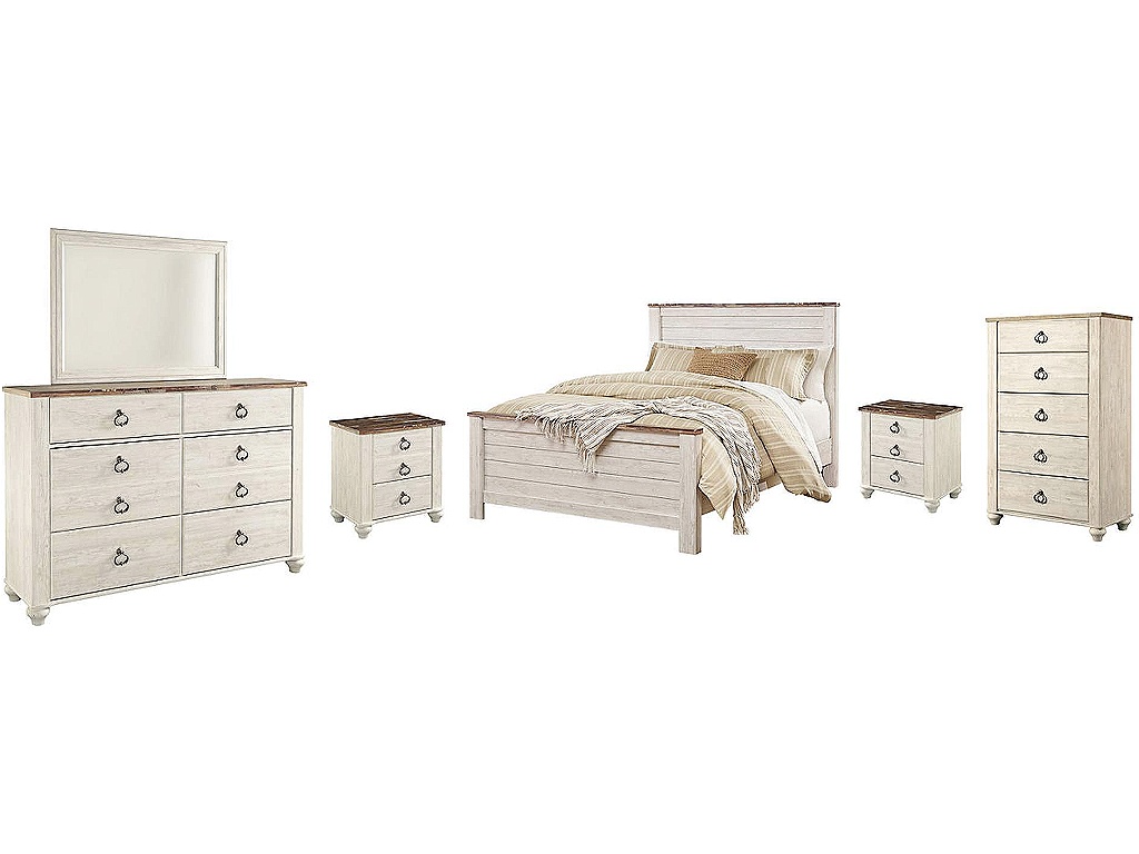 Willowton Queen Panel Bed, Dresser, Mirror, Chest and 2 Nightstands - main image