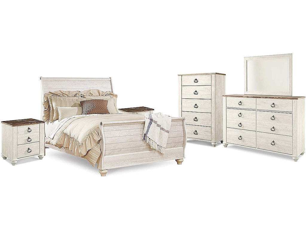 Willowton Queen Sleigh Bed, 2 Dressers, Mirror, Chest and 2 Nightstands - image 1
