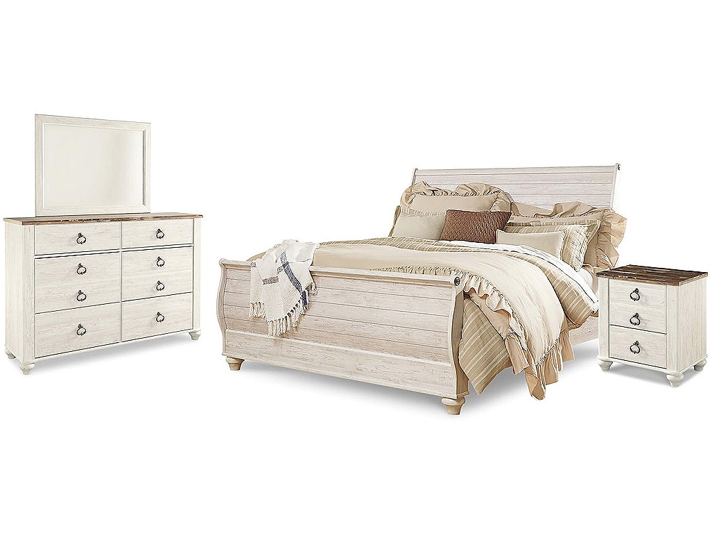 Willowton King Sleigh Bed, Dresser, Mirror and Nightstand - main image