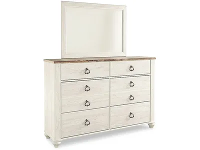 Willowton King Panel Bed, Dresser, Mirror, and Nightstand