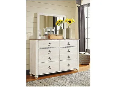 Willowton Queen Panel Bed, Dresser, Mirror and 2 Nightstands