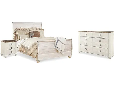 Willowton Queen Sleigh Bed, Dresser and Nightstand