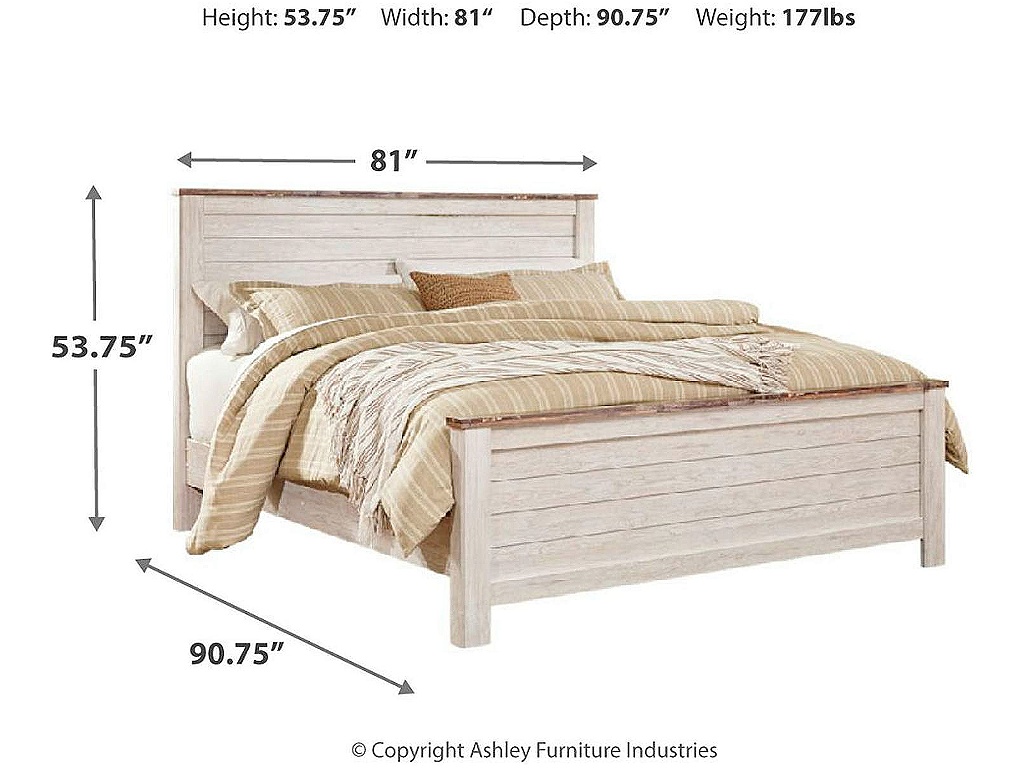 Willowton King Panel Bed, Dresser, Mirror, Chest and 2 Nightstands - image 7