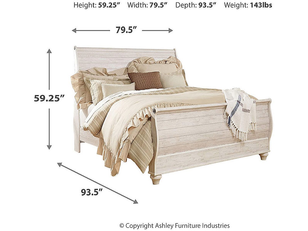 Willowton King Sleigh Bed, Dresser, Mirror, Chest and 2 Nightstands - image 7