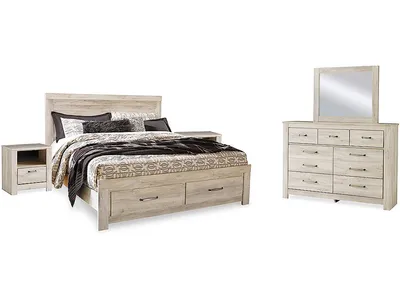 Bellaby King Panel Storage Bed, Dresser, Mirror and 2 Nightstands