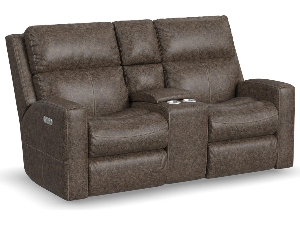 Score Leather Power Reclining Loveseat with Console & Power Headrests & Lumbar - main image