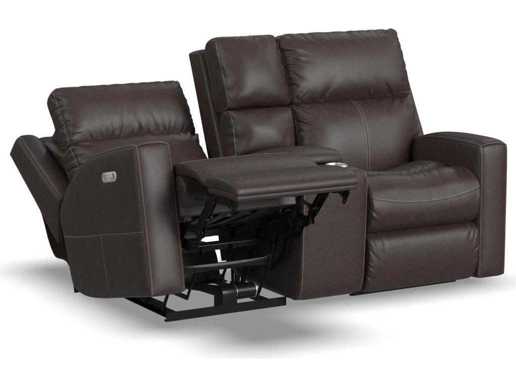 Score Leather Power Reclining Loveseat with Console & Power Headrests & Lumbar - image 6
