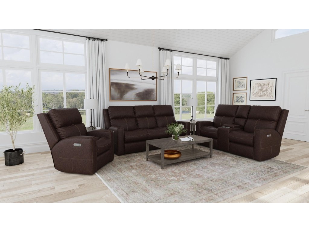 Score Leather Power Reclining Loveseat with Console & Power Headrests & Lumbar - image 7