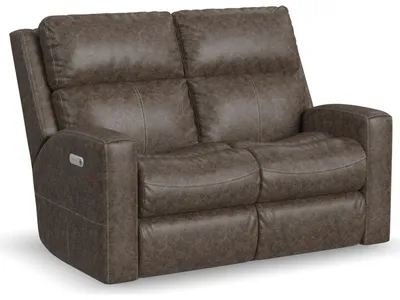 Score Leather Power Reclining Loveseat with Power Headrests & Lumbar